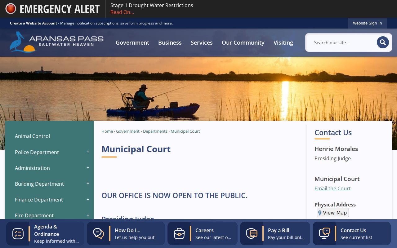 Aransas Pass warrant records, municipal court payment form access