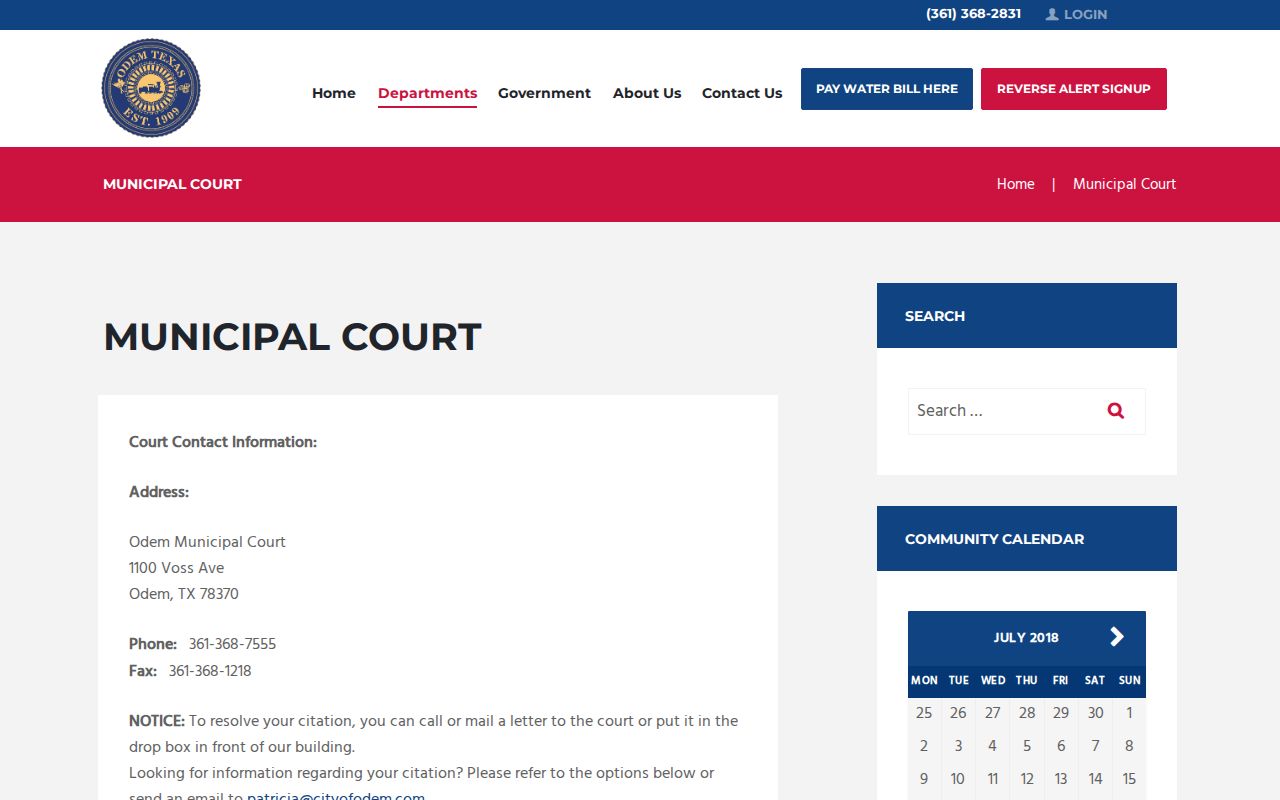 San Patricio County city warrant records, Odem Municipal Court payment limits