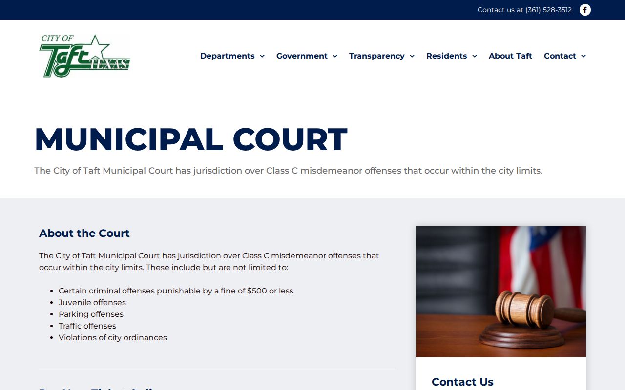 San Patricio County city warrant records, Taft Class C municipal court